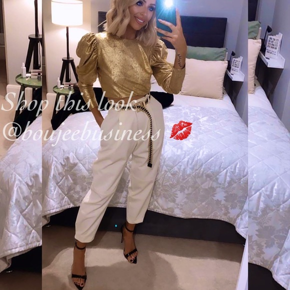 Zara Tops - ZARA Metallic Effect Cropped Blouse